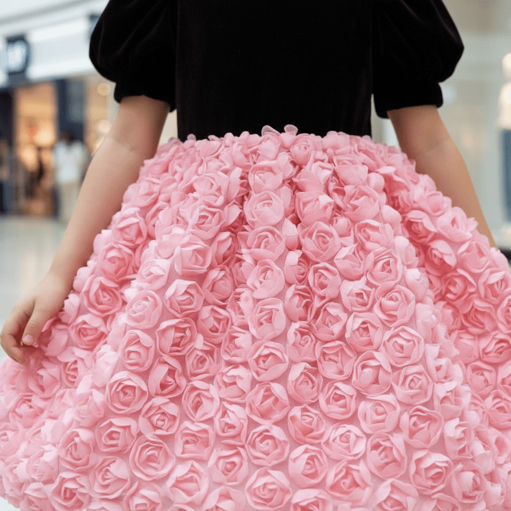 Maroon & pink party frock for girls-M260155