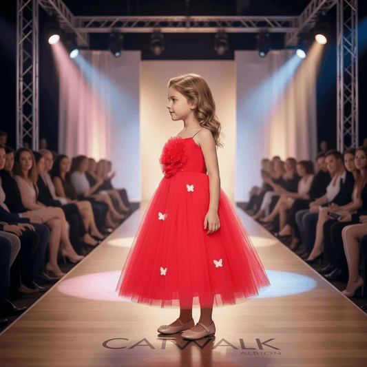 Red party frock for girls-M260157