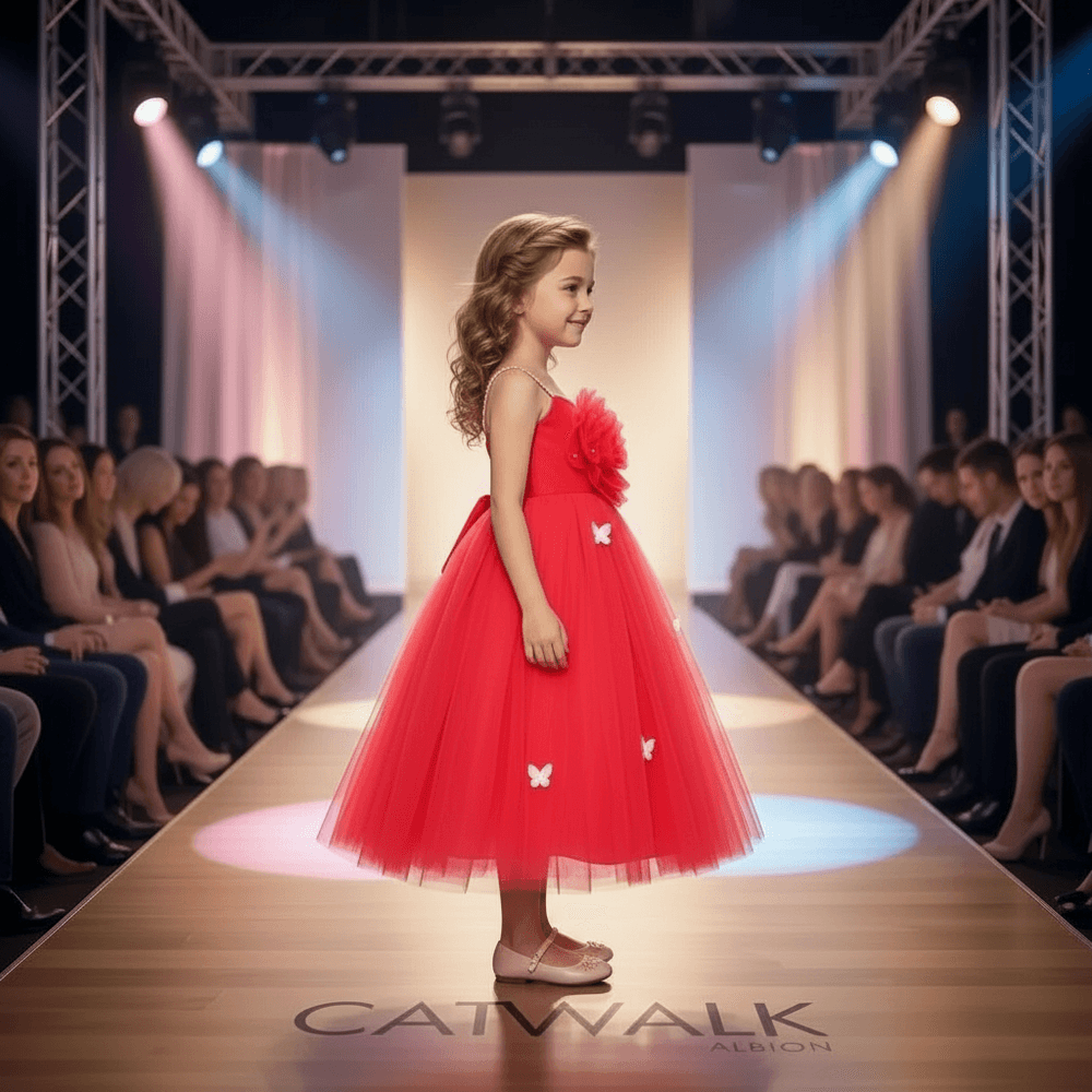 Red party frock for girls-M260157