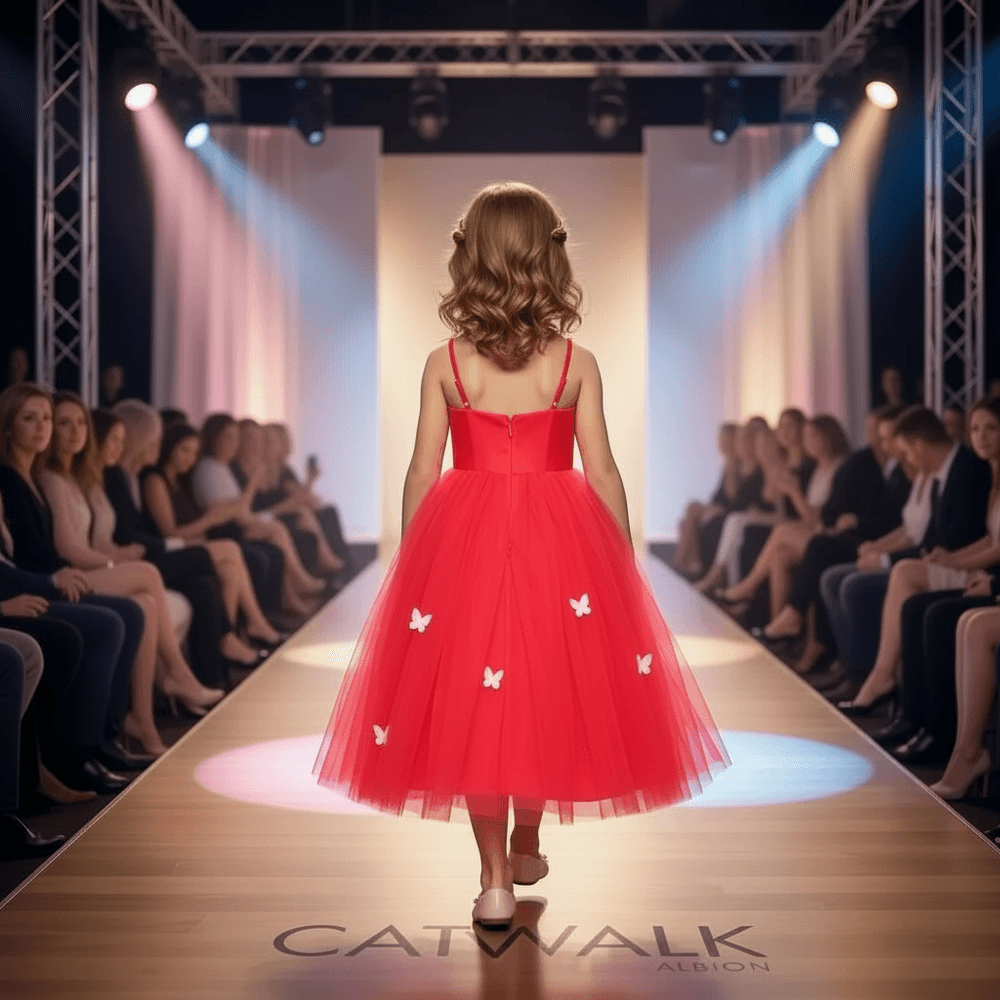 Red party frock for girls-M260157