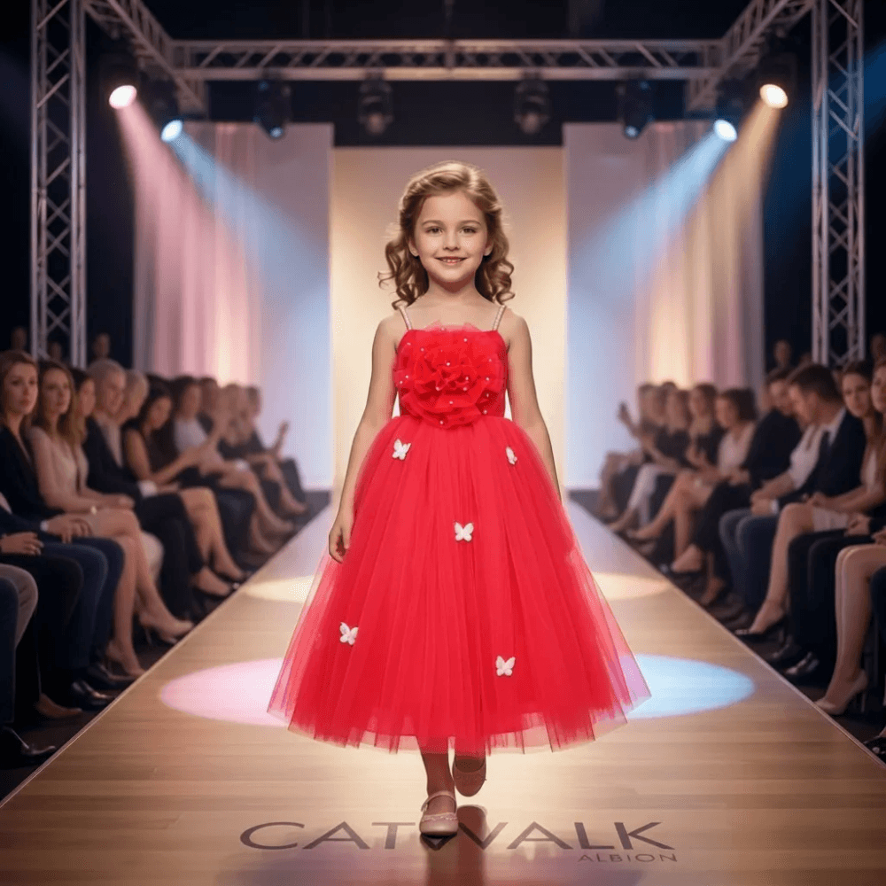 Red party frock for girls-M260157