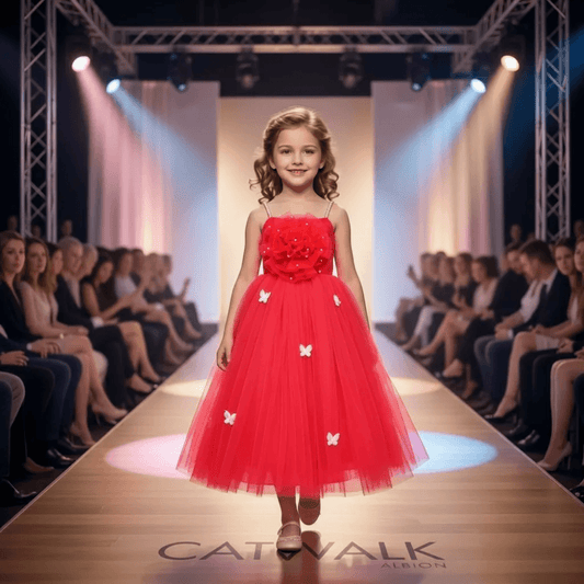 Red party frock for girls-M260157
