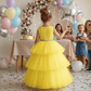 Girls yellow knee length Party frock M260158