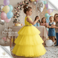 Girls yellow knee length Party frock M260158