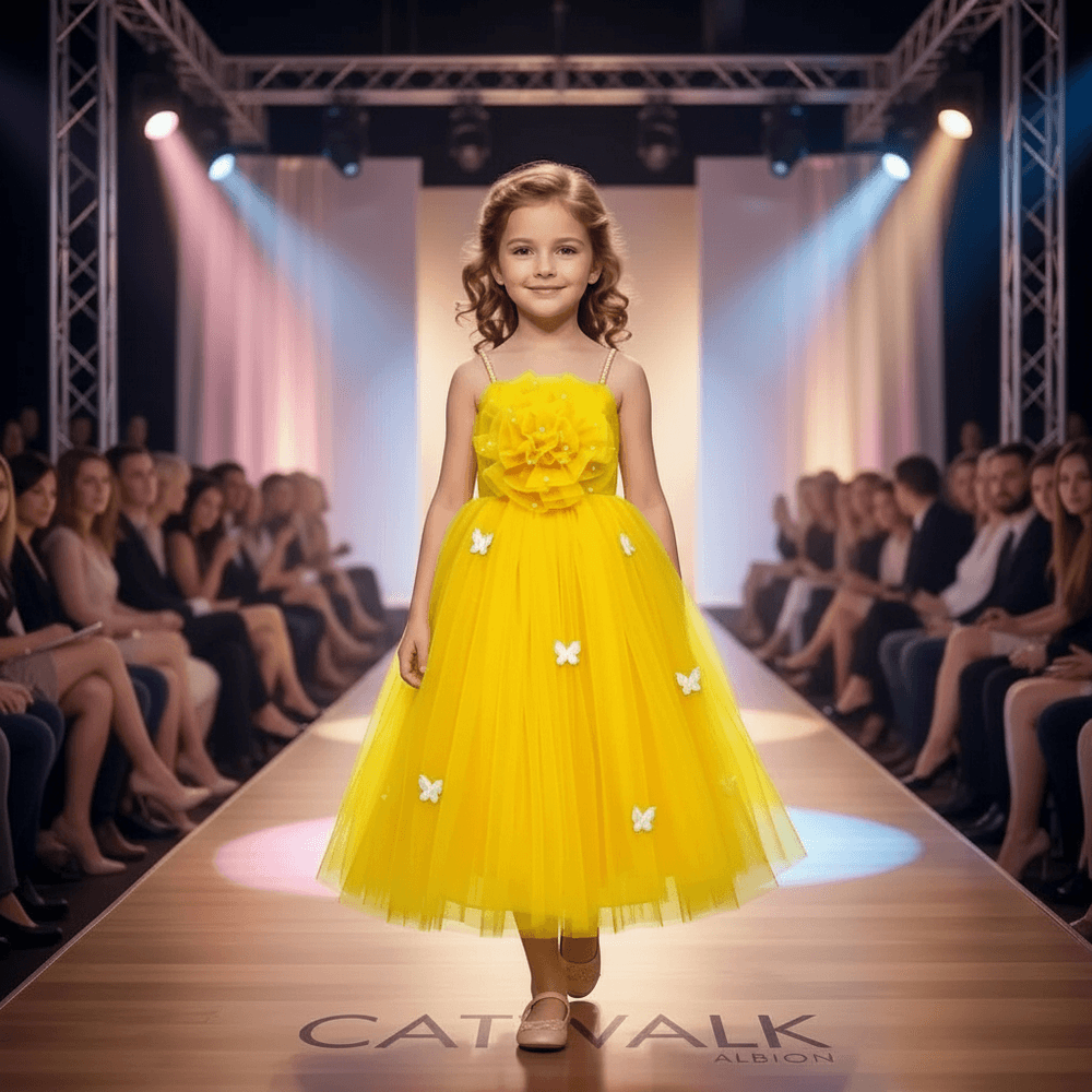 yellow party frock for girls-M260161