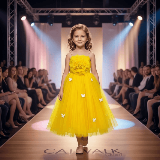 yellow party frock for girls-M260161