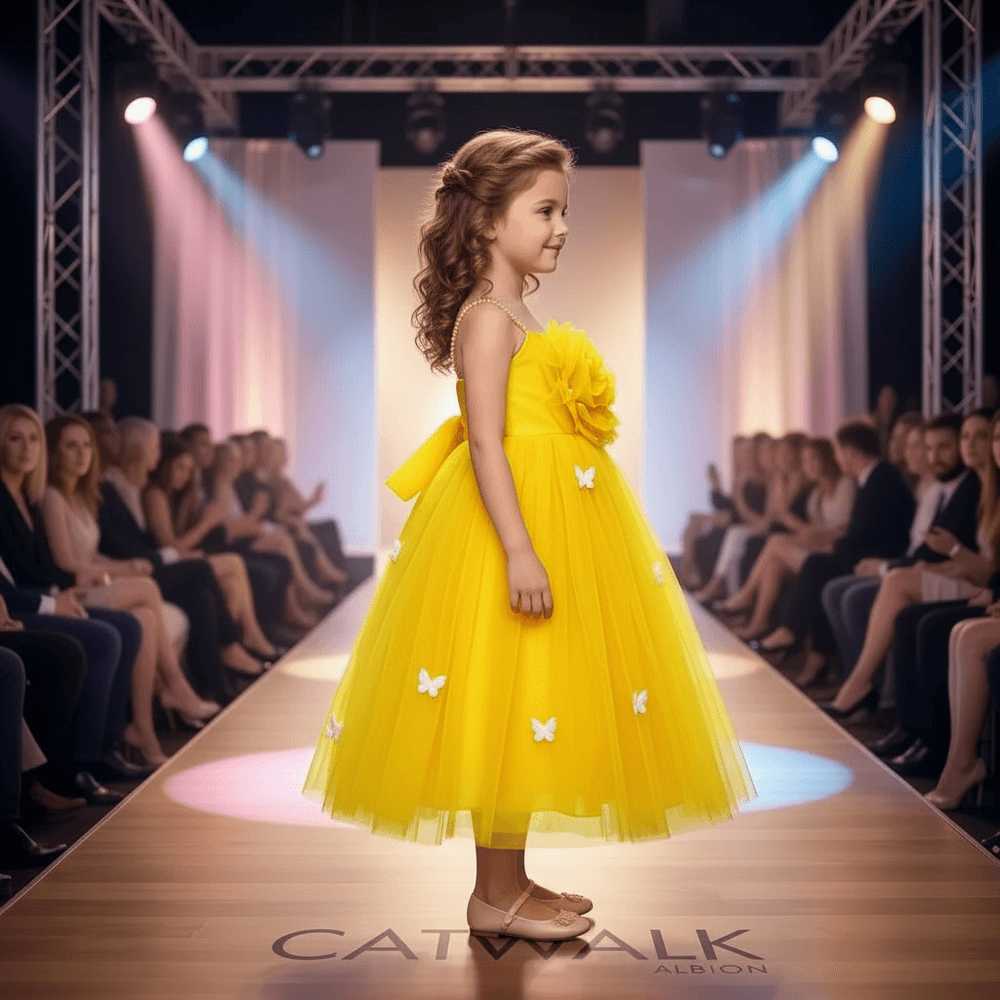 yellow party frock for girls-M260161