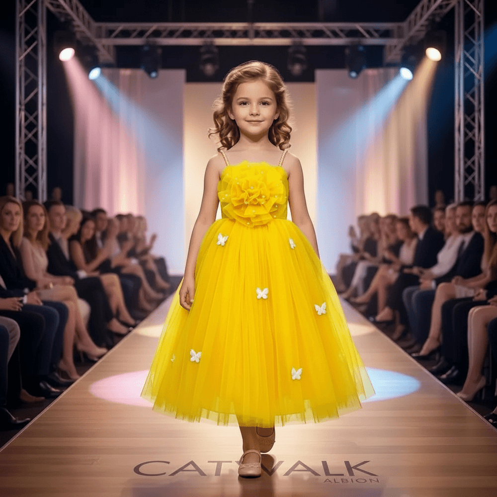 yellow party frock for girls-M260161