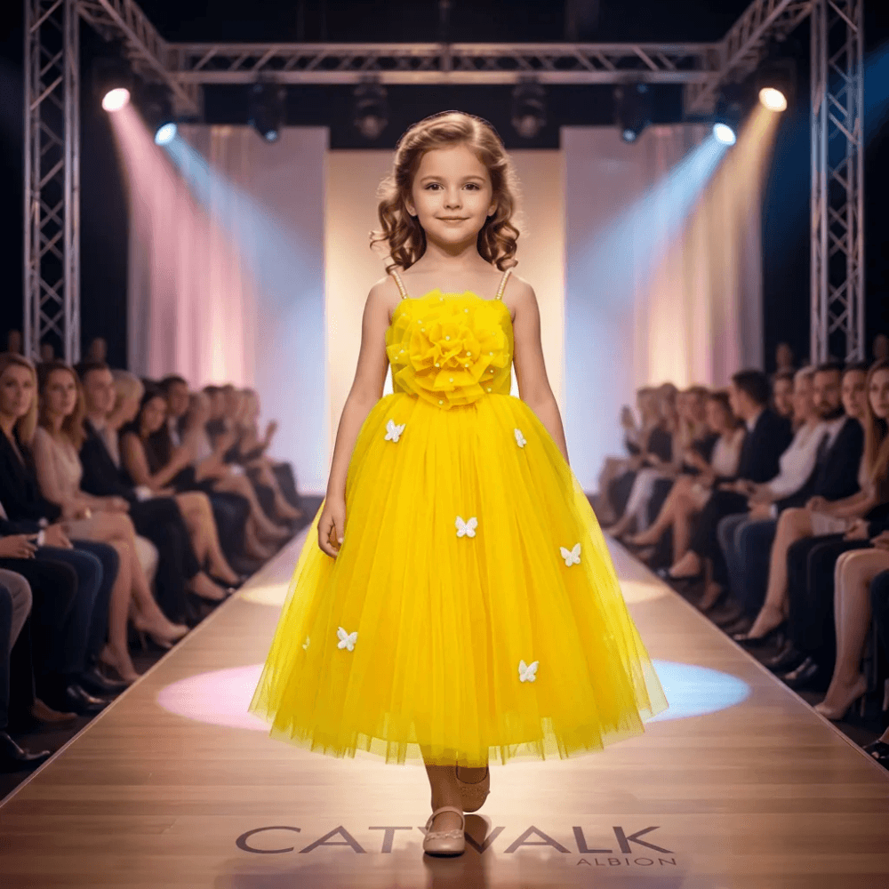 yellow party frock for girls-M260161