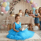 Girls blue knee length Party frock M260163
