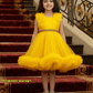 Girls yellow knee length Party frock M260164