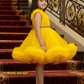 Girls yellow knee length Party frock M260164