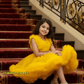 Girls yellow knee length Party frock M260164