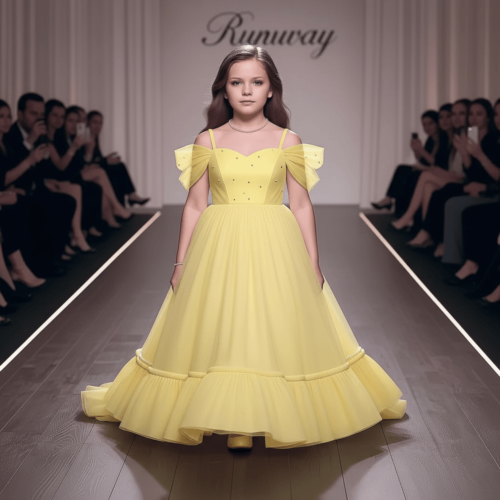 Yellow net frock M260168