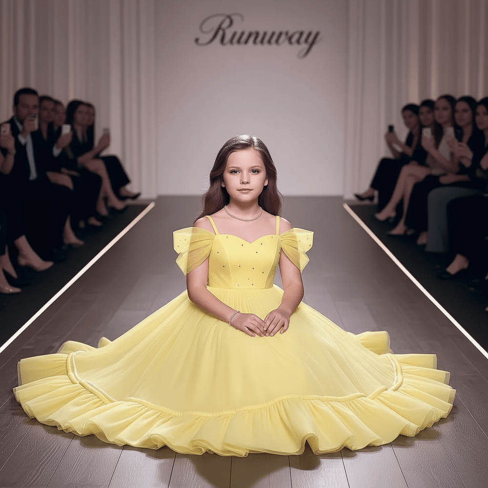 Yellow net frock M260168