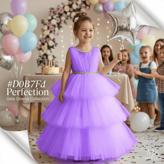 Girls purple knee length Party frock M260175