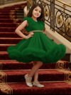 Girls green knee length Party frock M260178