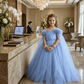 Girls blue gown length party dress m260169