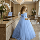 Girls blue gown length party dress m260169