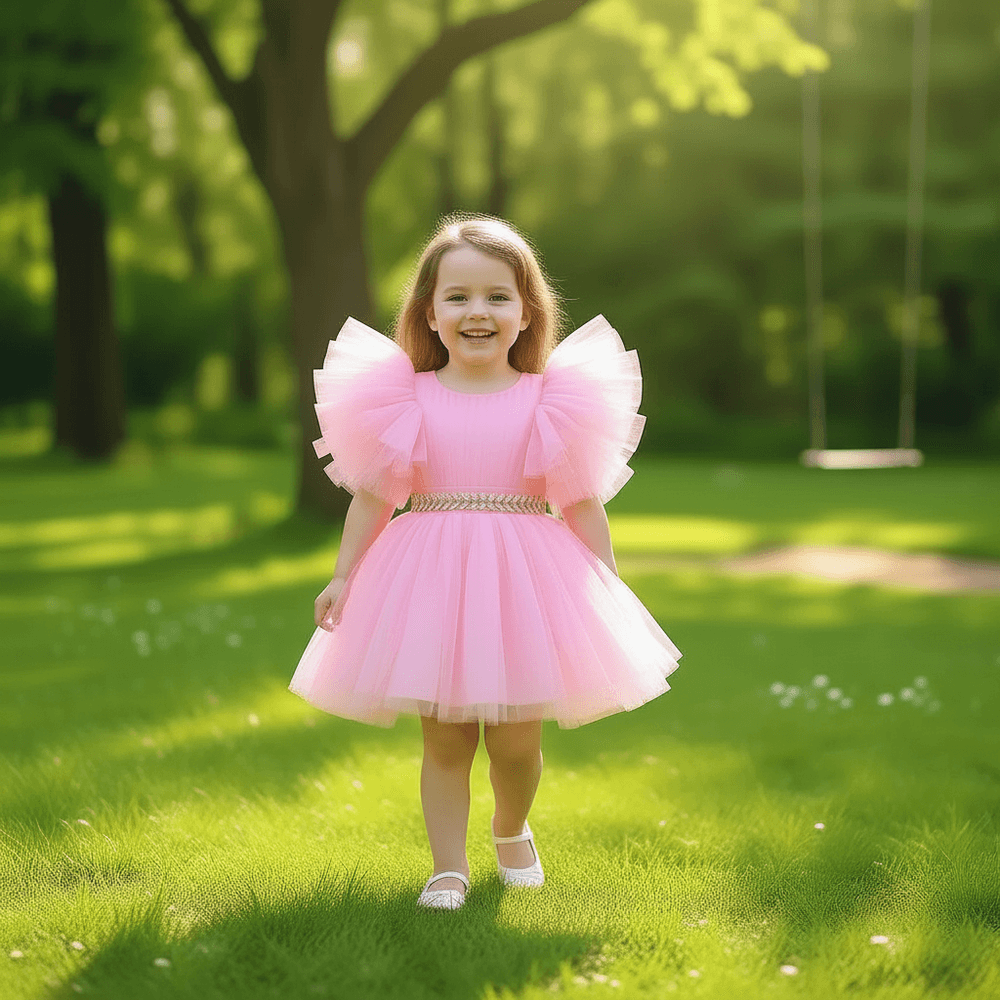 Pink party frock for girls-M260177