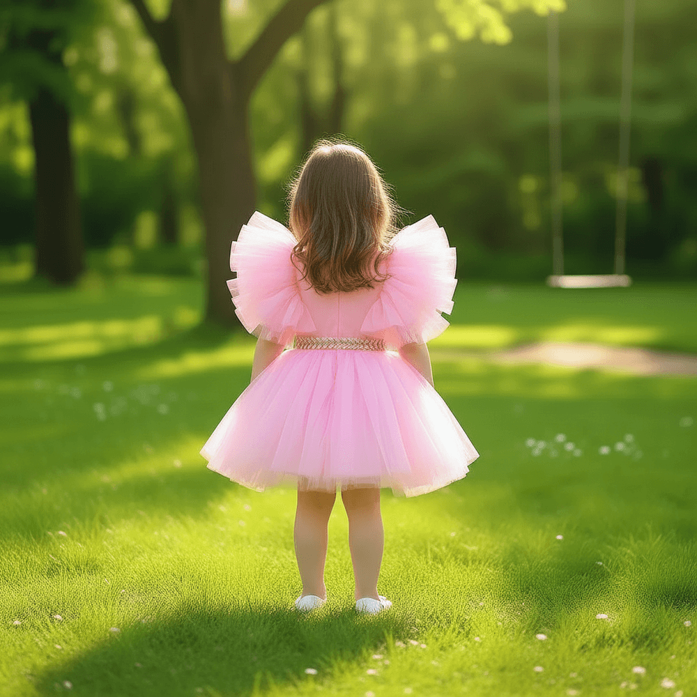 Pink party frock for girls-M260177
