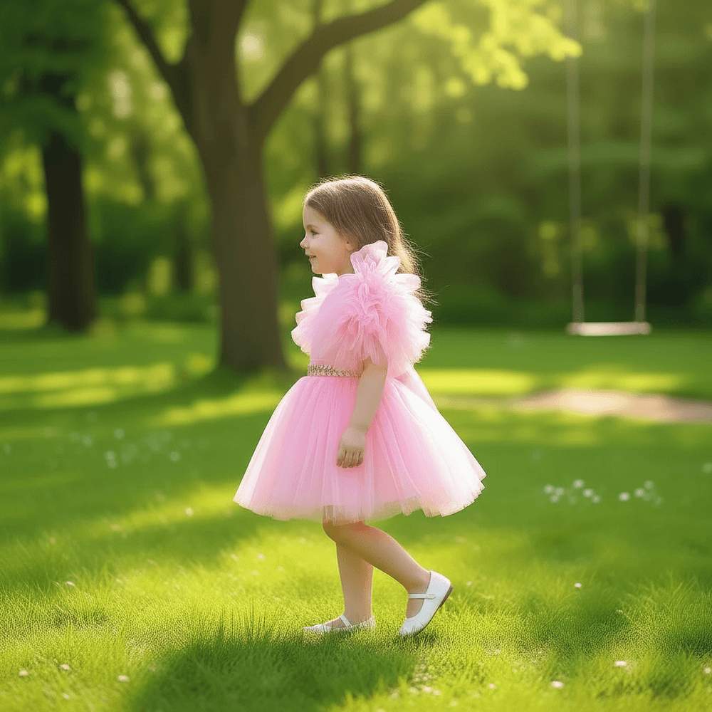 Pink party frock for girls-M260177