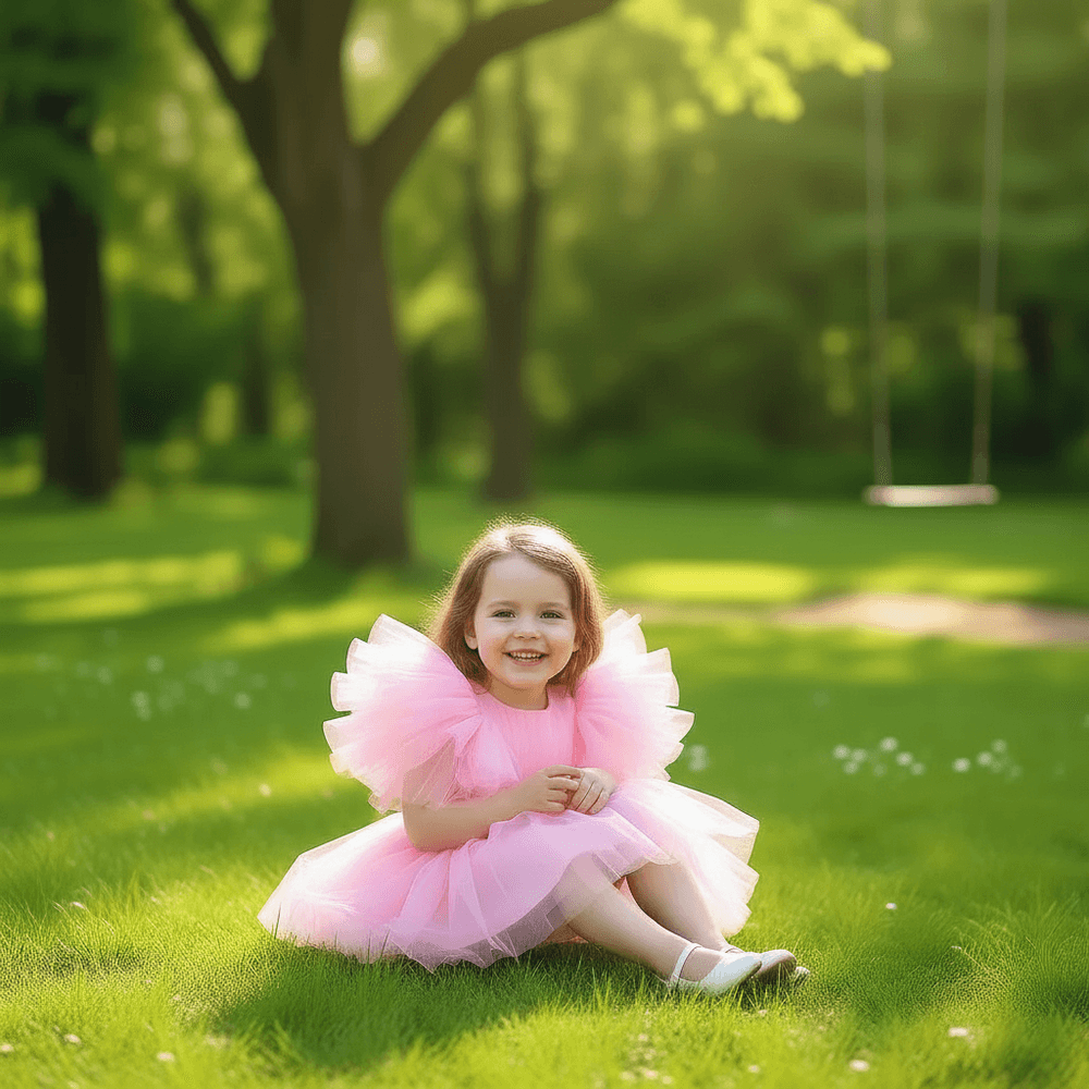 Pink party frock for girls-M260177