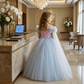 Girls pink & blue gown length party dress m260180