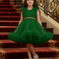 Girls green knee length Party frock M260178