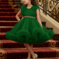 Girls green knee length Party frock M260178