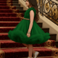 Girls green knee length Party frock M260178