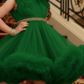 Girls green knee length Party frock M260178