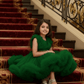Girls green knee length Party frock M260178