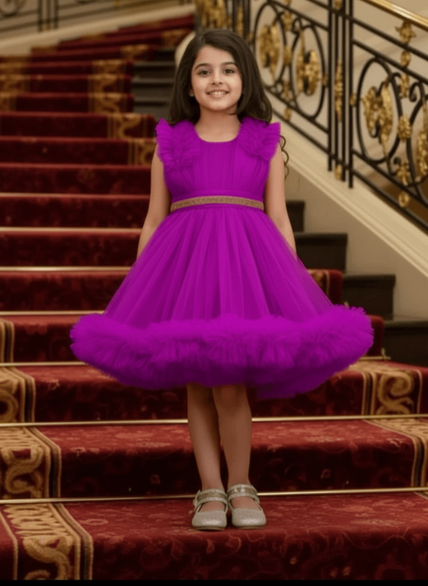 Girls Magenta knee length Party frock M260173