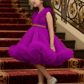 Girls Magenta knee length Party frock M260173