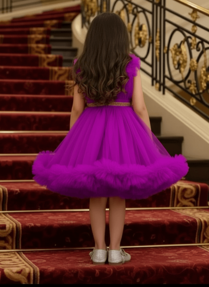 Girls Magenta knee length Party frock M260173