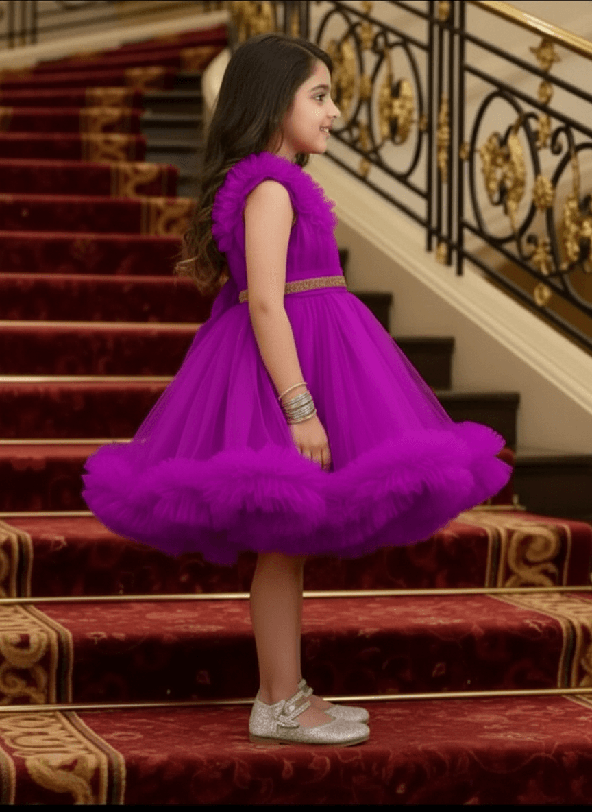 Girls Magenta knee length Party frock M260173