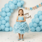 Sky blue net frock M260182
