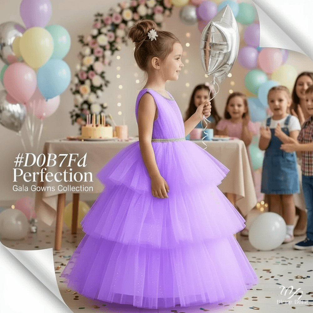 Girls purple knee length Party frock M260175