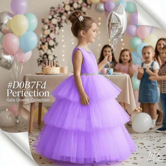 Girls purple knee length Party frock M260175