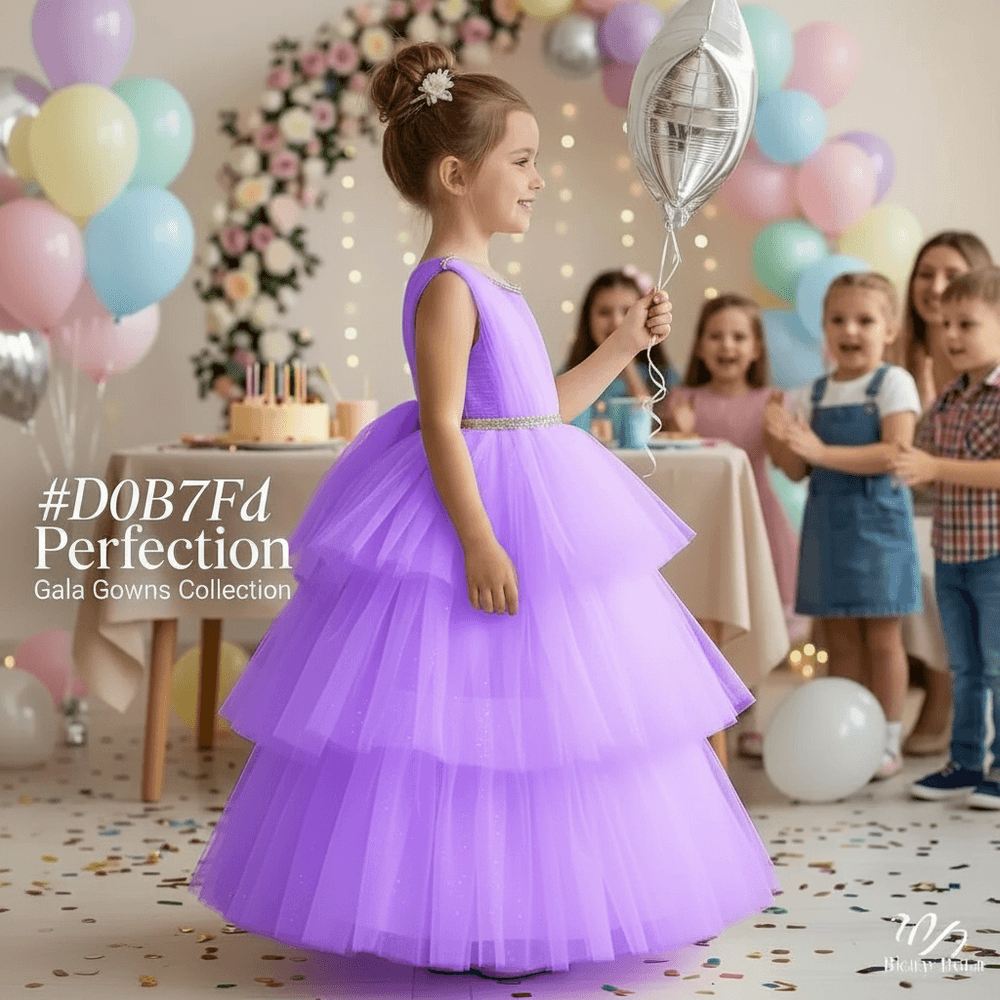Girls purple knee length Party frock M260175