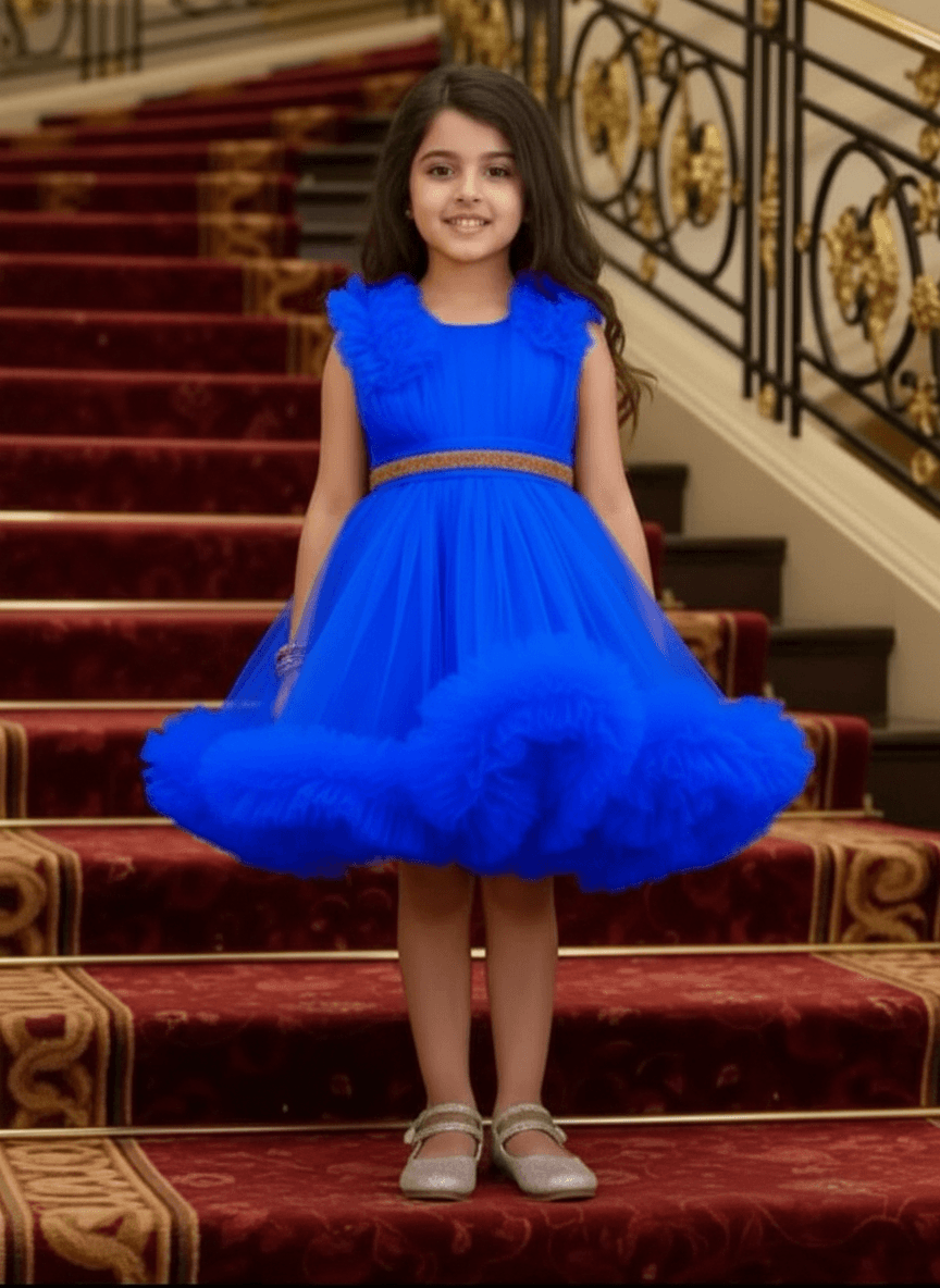 Girls royal blue knee length Party frock M260187