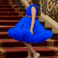 Girls royal blue knee length Party frock M260187
