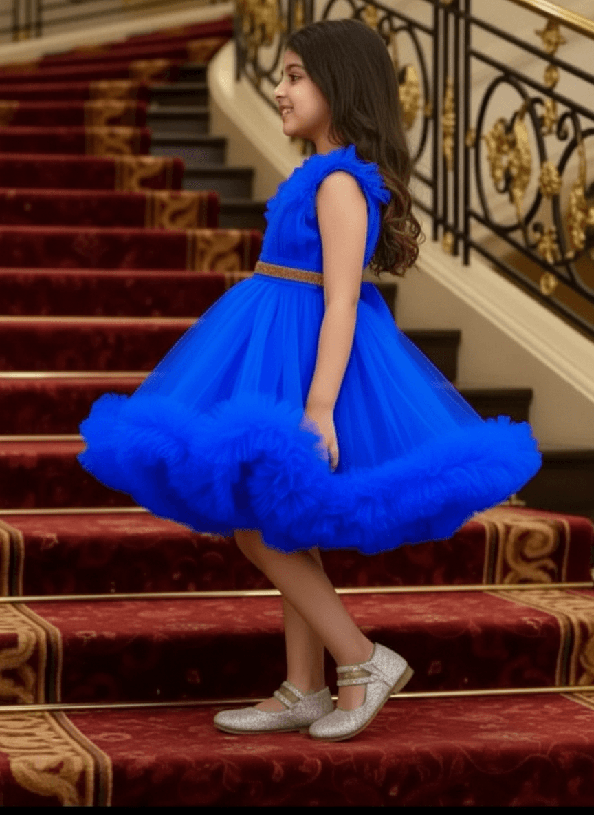 Girls royal blue knee length Party frock M260187