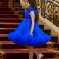 Girls royal blue knee length Party frock M260187