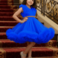 Girls royal blue knee length Party frock M260187