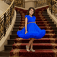 Girls royal blue knee length Party frock M260187
