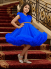 Girls royal blue knee length Party frock M260187