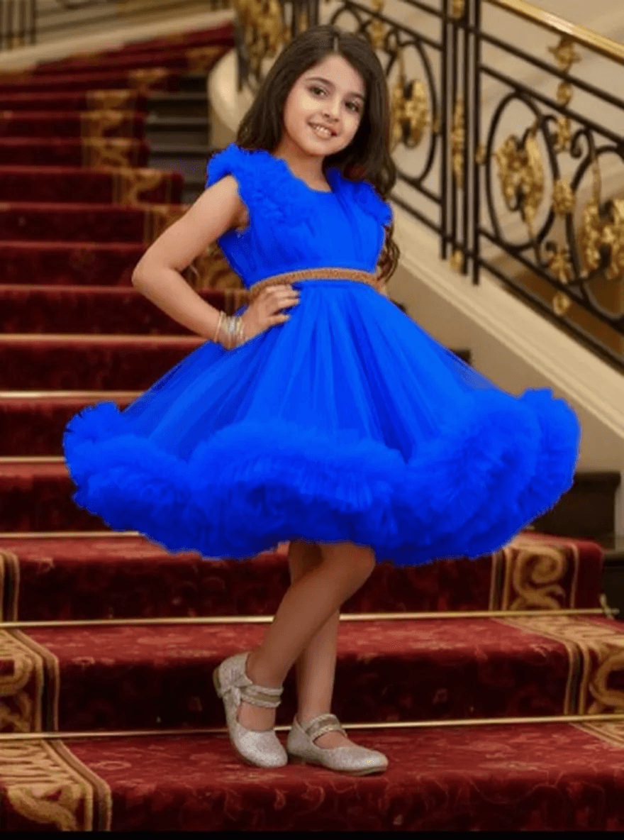 Girls royal blue knee length Party frock M260187