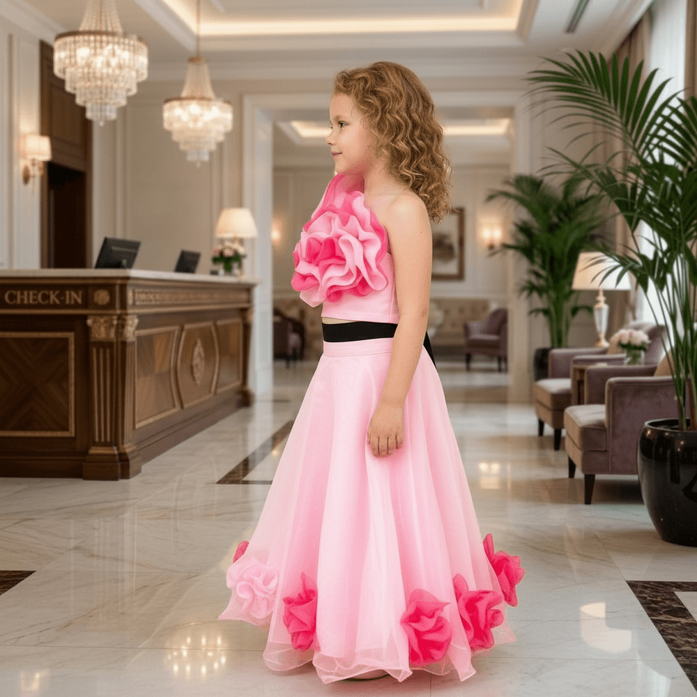 Girls light pink lehenga set M260188